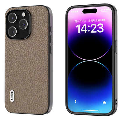 ELECTROPRIME For iPhone 15 ABEEL Genuine Leather Litchi Texture Phone Case(Grey)