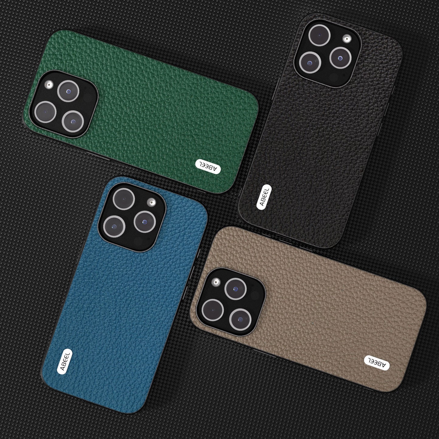ELECTROPRIME For iPhone 15 ABEEL Genuine Leather Litchi Texture Phone Case(Grey)