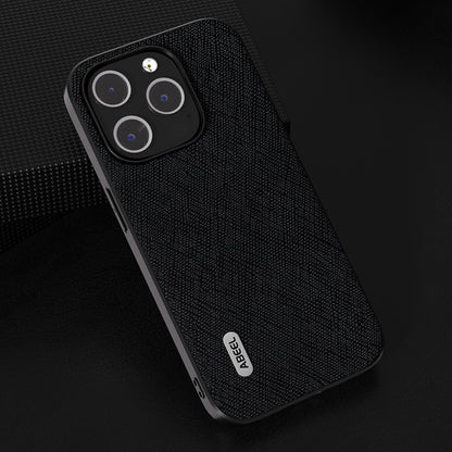 ELECTROPRIME For iPhone 15 ABEEL Cross Texture Genuine Leather Phone Case(Black)