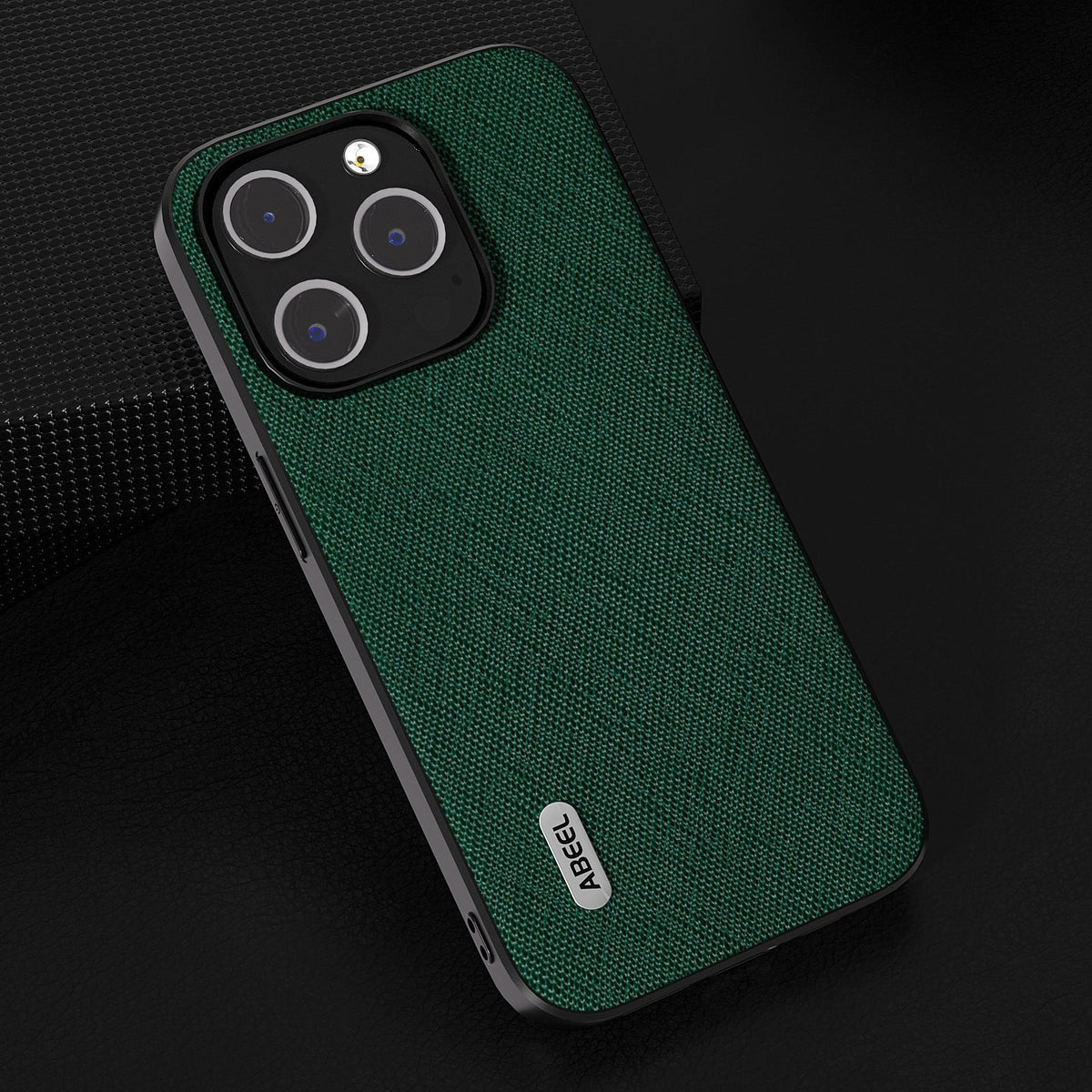 ELECTROPRIME For iPhone 15 ABEEL Cross Texture Genuine Leather Phone Case(Green)