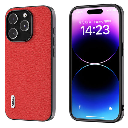 ELECTROPRIME For iPhone 15 ABEEL Cross Texture Genuine Leather Phone Case(Red)
