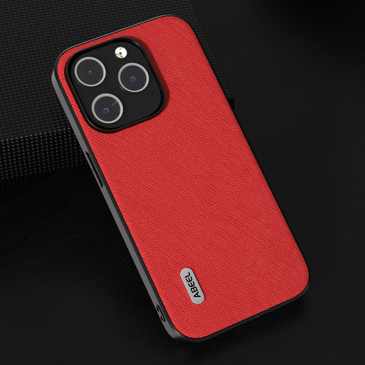 ELECTROPRIME For iPhone 15 ABEEL Cross Texture Genuine Leather Phone Case(Red)