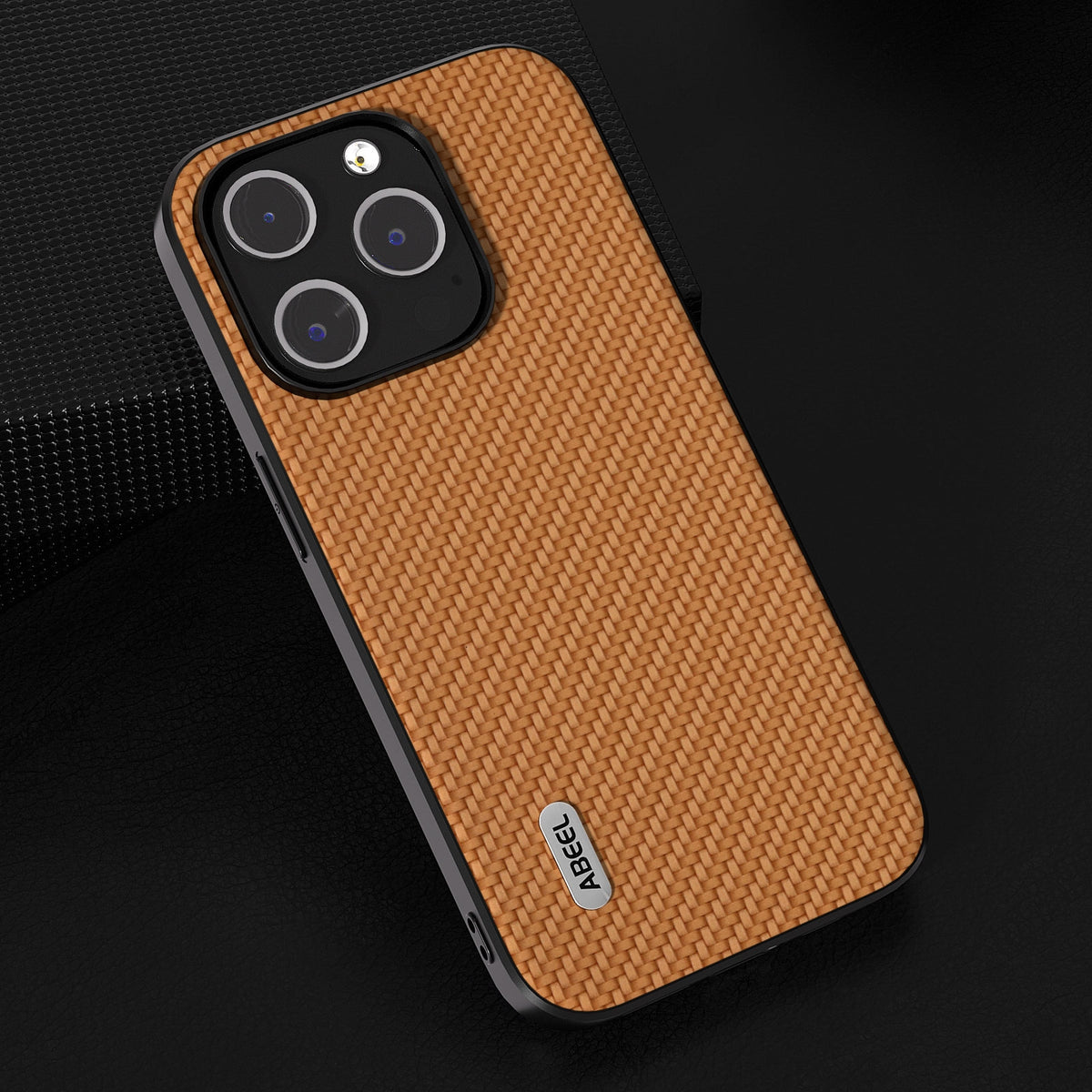 ELECTROPRIME For iPhone 15 ABEEL Carbon Fiber Texture Protective Phone Case(Light Brown)
