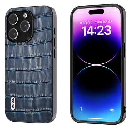 ELECTROPRIME For iPhone 15 ABEEL Crocodile Texture Genuine Leather Phone Case(Blue)