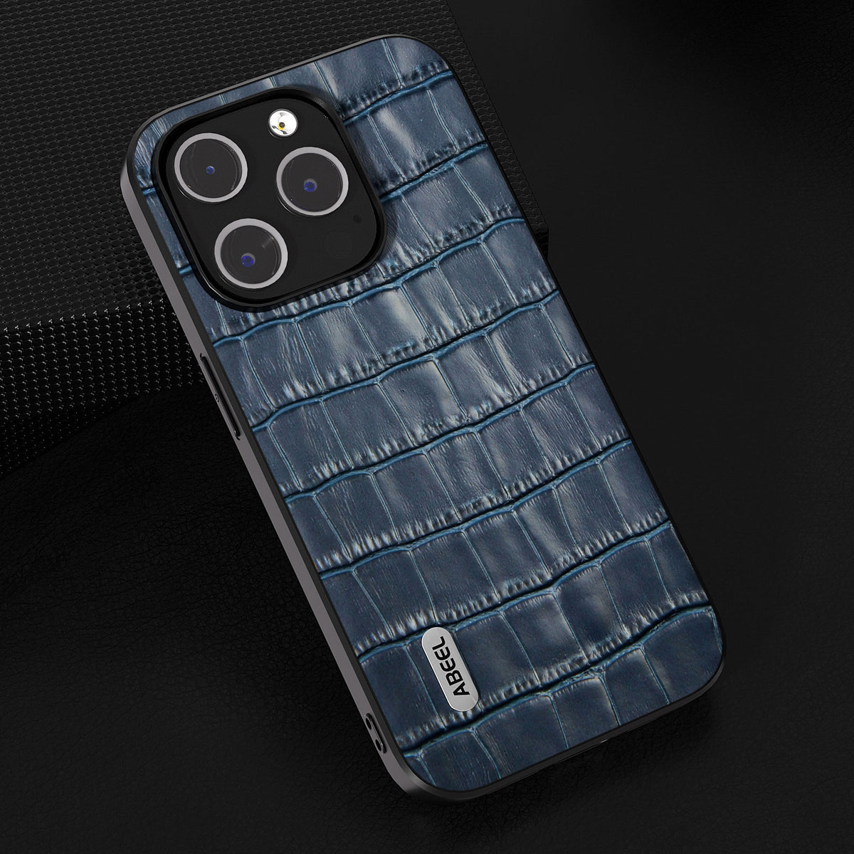ELECTROPRIME For iPhone 15 ABEEL Crocodile Texture Genuine Leather Phone Case(Blue)