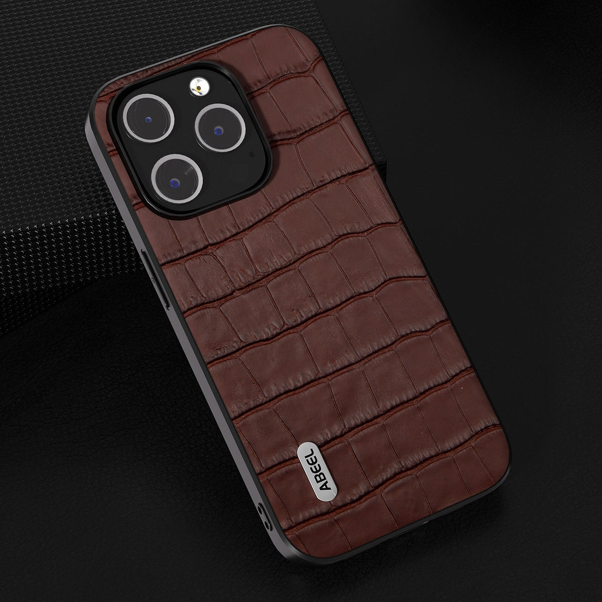 ELECTROPRIME For iPhone 15 ABEEL Crocodile Texture Genuine Leather Phone Case(Brown)