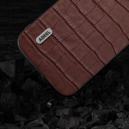 ELECTROPRIME For iPhone 15 ABEEL Crocodile Texture Genuine Leather Phone Case(Brown)