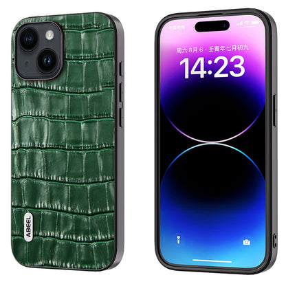 ELECTROPRIME For iPhone 15 Plus ABEEL Crocodile Texture Genuine Leather Phone Case(Green)