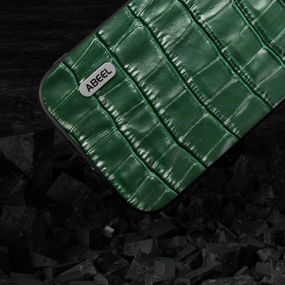 ELECTROPRIME For iPhone 15 Plus ABEEL Crocodile Texture Genuine Leather Phone Case(Green)