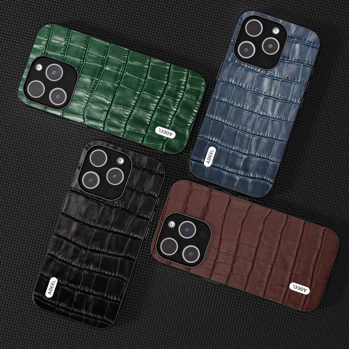 ELECTROPRIME For iPhone 15 Plus ABEEL Crocodile Texture Genuine Leather Phone Case(Green)