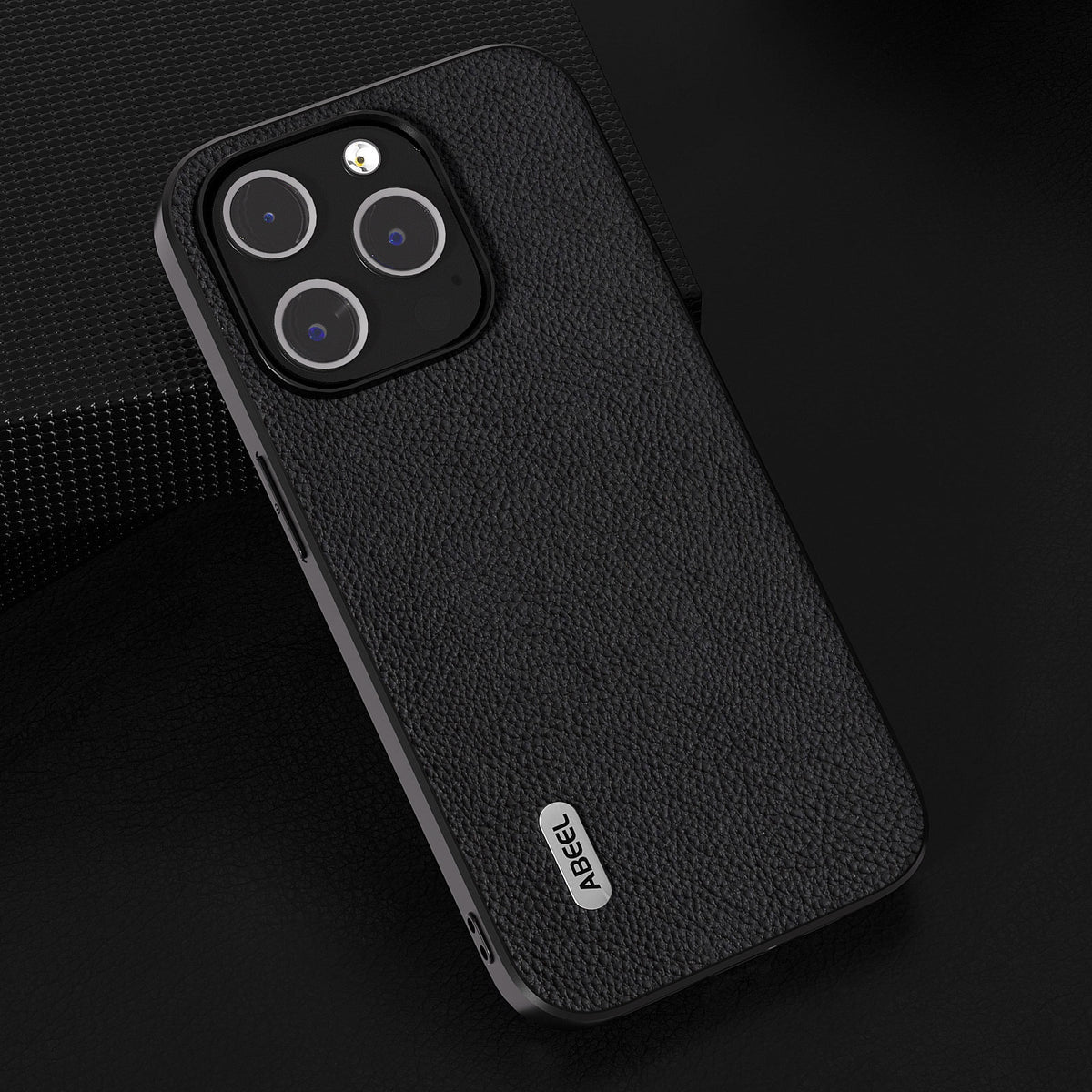 ELECTROPRIME For iPhone 15 ABEEL Genuine Leather + PC Litchi Texture Phone Case(Black)