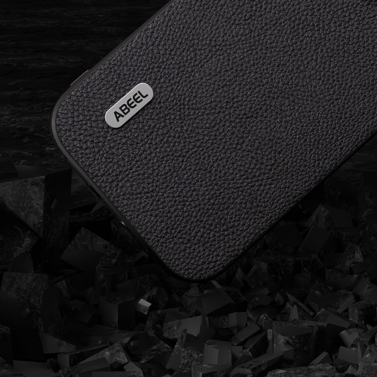 ELECTROPRIME For iPhone 15 ABEEL Genuine Leather + PC Litchi Texture Phone Case(Black)