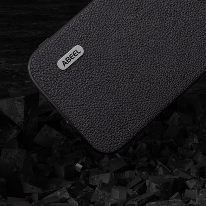 ELECTROPRIME For iPhone 15 ABEEL Genuine Leather + PC Litchi Texture Phone Case(Black)