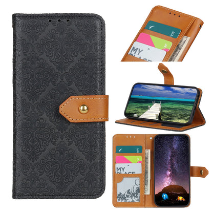 ELECTROPRIME For iPhone 15 Plus European Floral Embossed Leather Phone Case(Black)