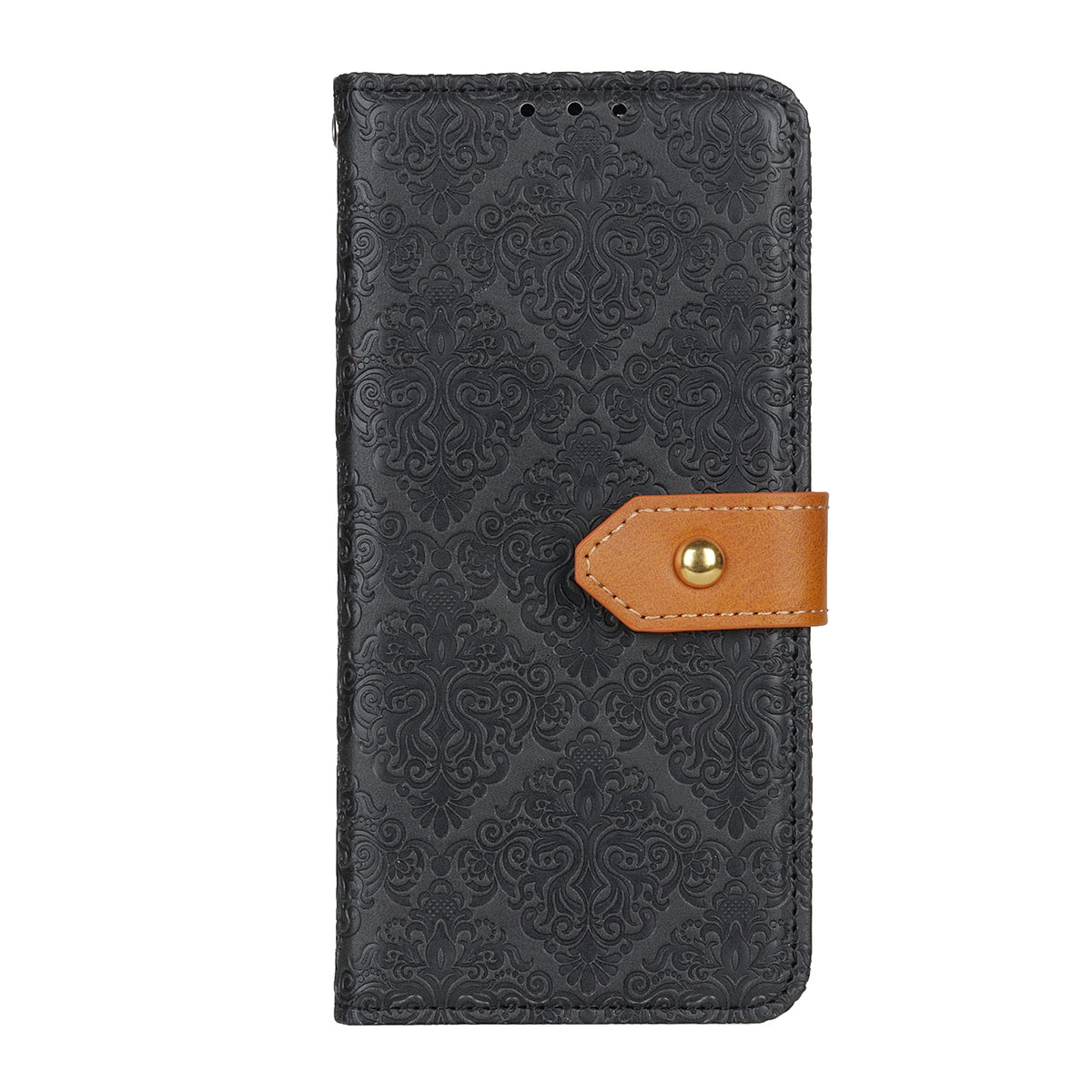 ELECTROPRIME For iPhone 15 European Floral Embossed Leather Phone Case(Black)