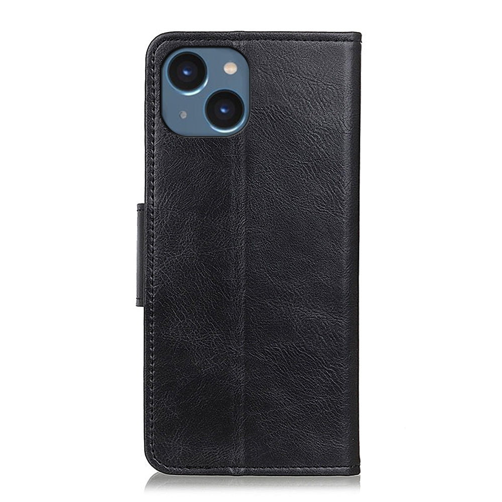 ELECTROPRIME For iPhone 15 Mirren Crazy Horse Texture Horizontal Flip Leather Phone Case(Black)