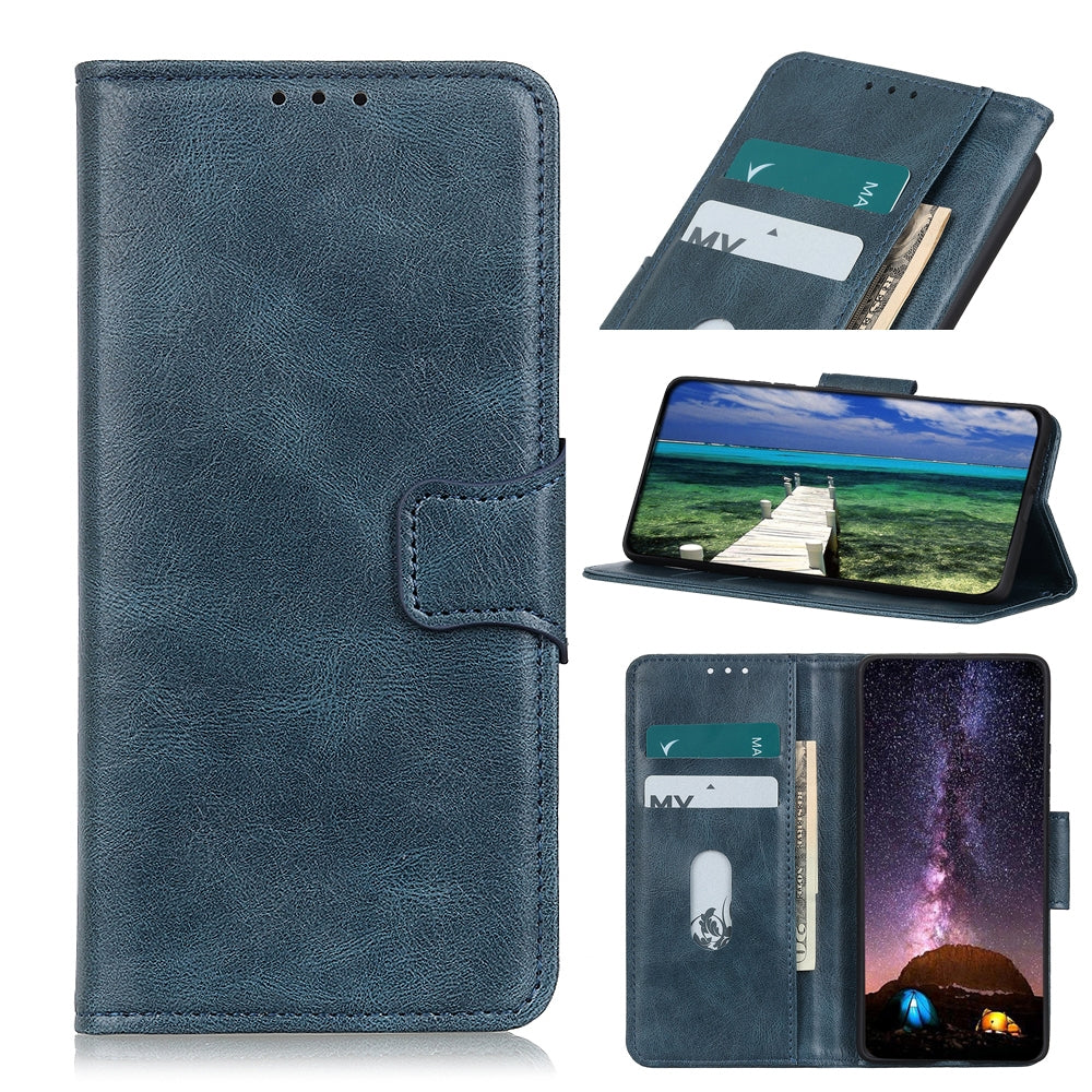 ELECTROPRIME For iPhone 15 Mirren Crazy Horse Texture Horizontal Flip Leather Phone Case(Blue)
