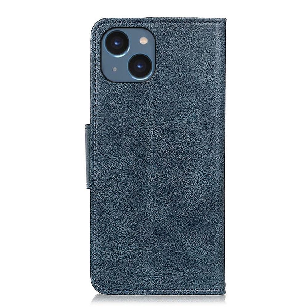 ELECTROPRIME For iPhone 15 Mirren Crazy Horse Texture Horizontal Flip Leather Phone Case(Blue)