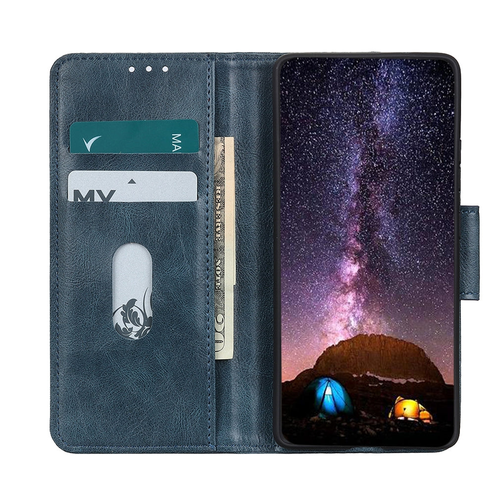 ELECTROPRIME For iPhone 15 Mirren Crazy Horse Texture Horizontal Flip Leather Phone Case(Blue)
