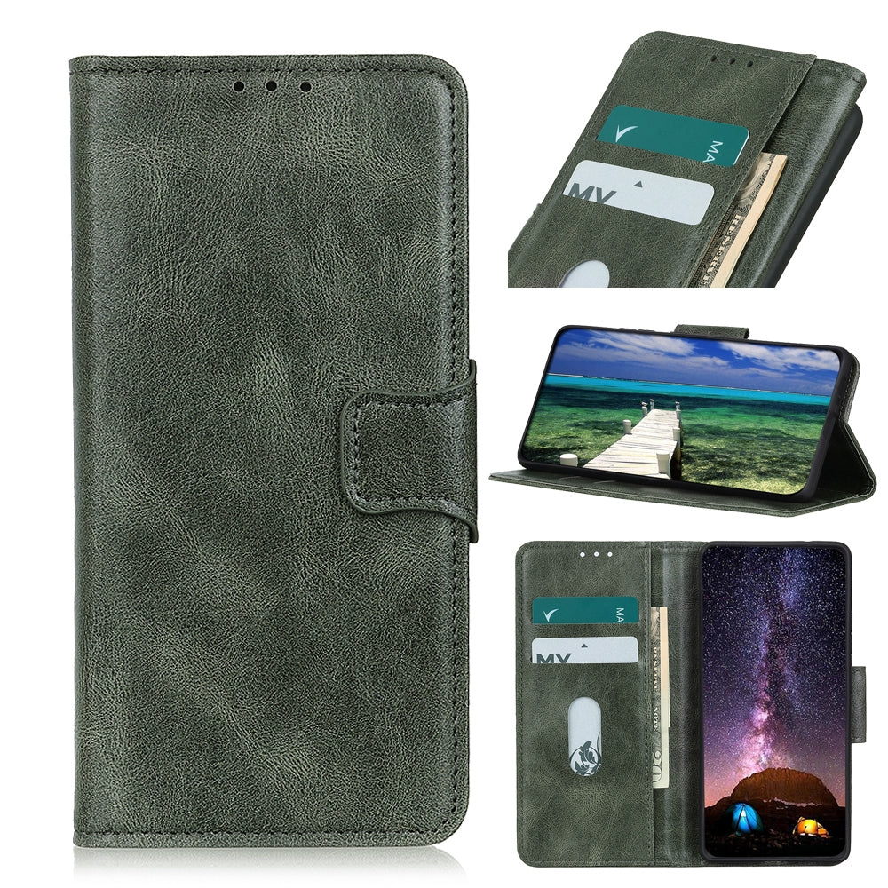 ELECTROPRIME For iPhone 15 Mirren Crazy Horse Texture Horizontal Flip Leather Phone Case(Dark Green)