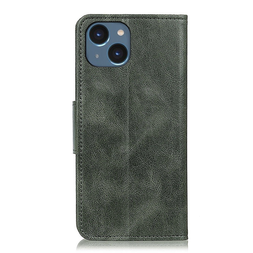 ELECTROPRIME For iPhone 15 Mirren Crazy Horse Texture Horizontal Flip Leather Phone Case(Dark Green)