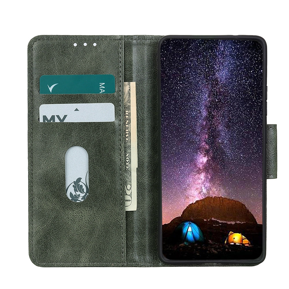 ELECTROPRIME For iPhone 15 Mirren Crazy Horse Texture Horizontal Flip Leather Phone Case(Dark Green)