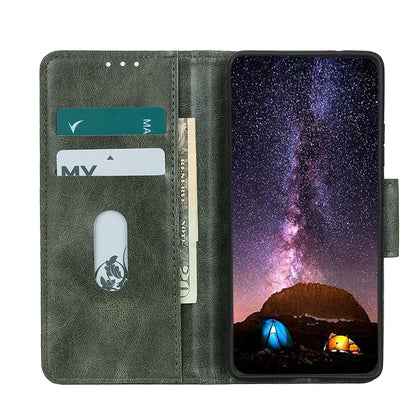 ELECTROPRIME For iPhone 15 Mirren Crazy Horse Texture Horizontal Flip Leather Phone Case(Dark Green)