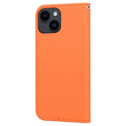 ELECTROPRIME For iPhone 15 Cartoon Buckle Horizontal Flip Leather Phone Case(Orange)