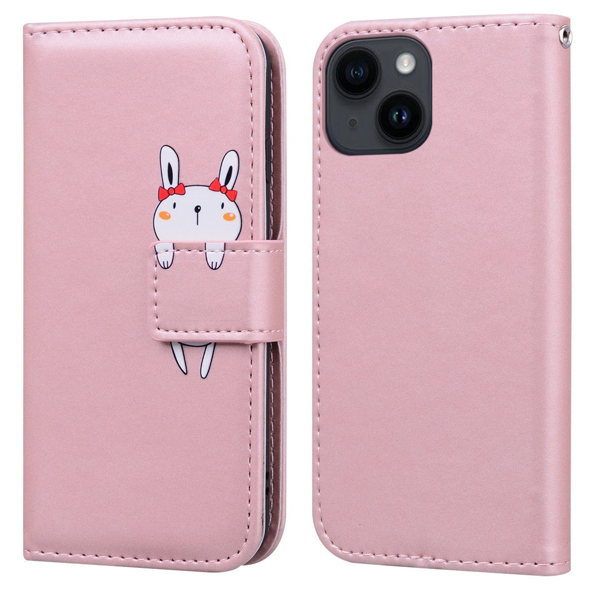 ELECTROPRIME For iPhone 15 Cartoon Buckle Horizontal Flip Leather Phone Case(Pink)