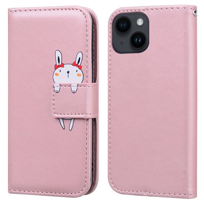 ELECTROPRIME For iPhone 15 Cartoon Buckle Horizontal Flip Leather Phone Case(Pink)