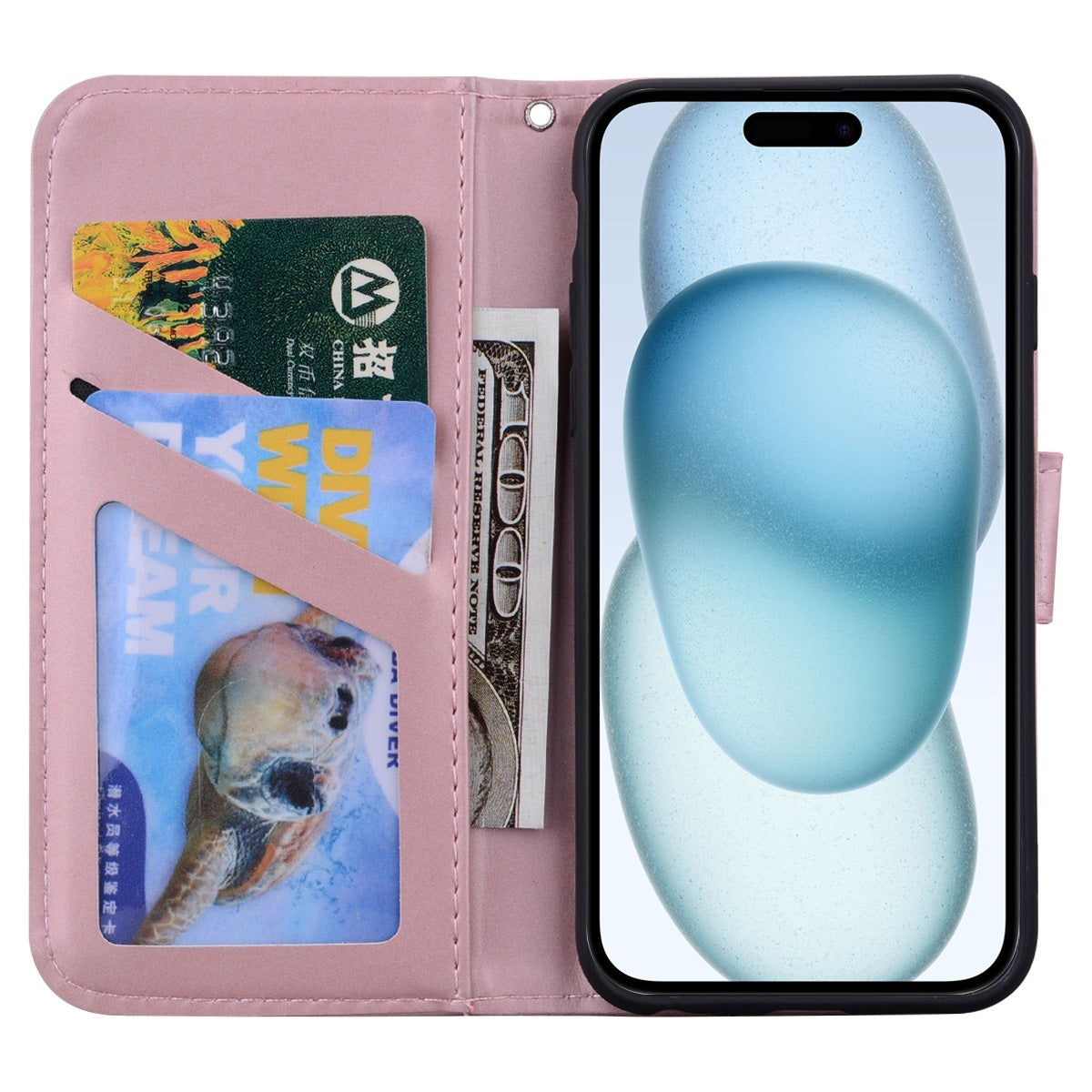 ELECTROPRIME For iPhone 15 Cartoon Buckle Horizontal Flip Leather Phone Case(Pink)