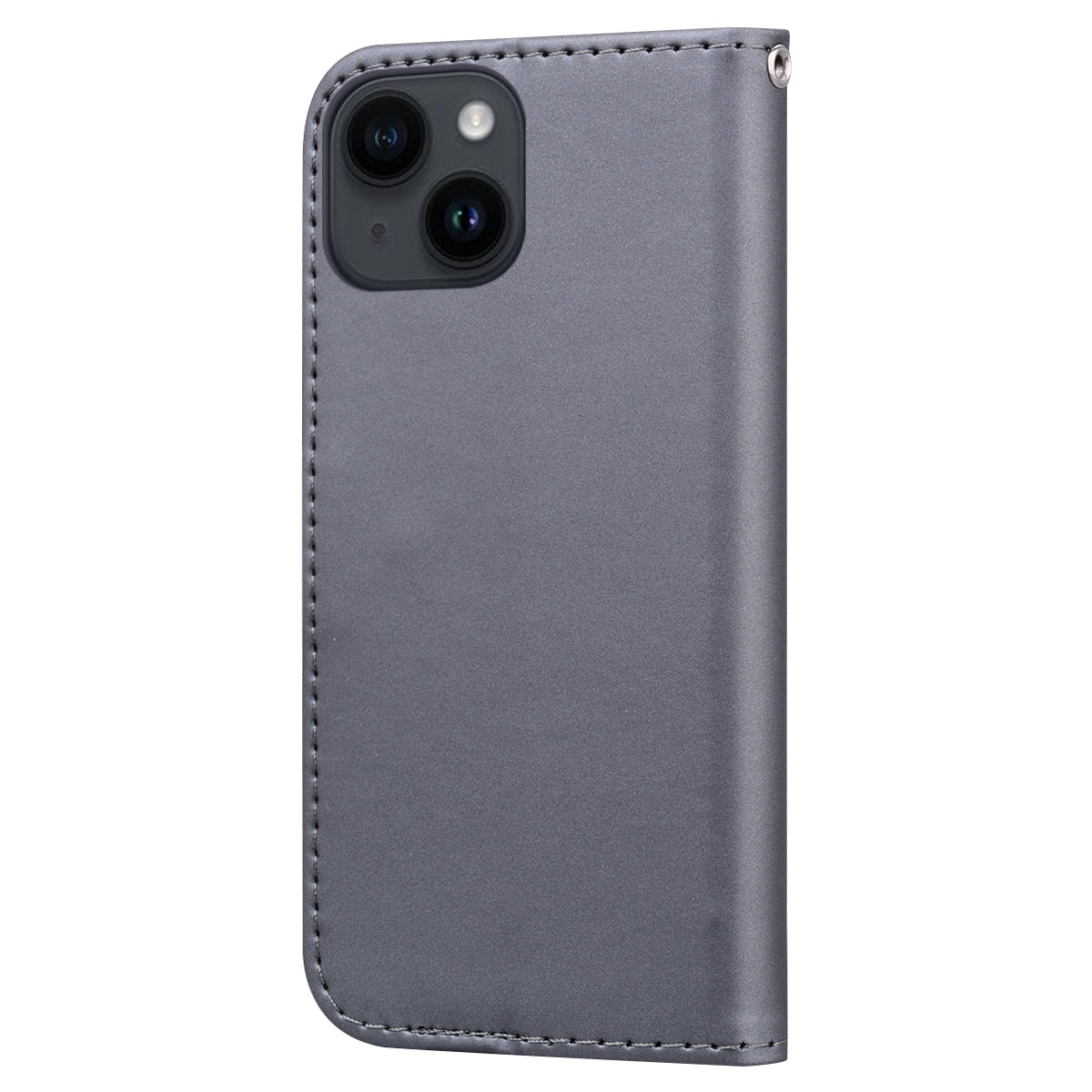 ELECTROPRIME For iPhone 15 Cartoon Buckle Horizontal Flip Leather Phone Case(Grey)