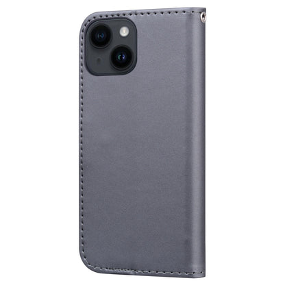 ELECTROPRIME For iPhone 15 Cartoon Buckle Horizontal Flip Leather Phone Case(Grey)