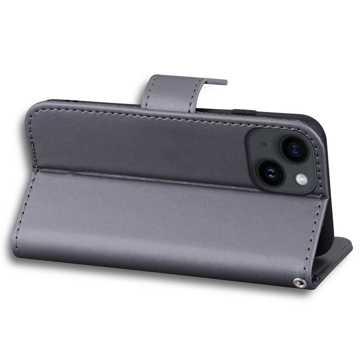ELECTROPRIME For iPhone 15 Cartoon Buckle Horizontal Flip Leather Phone Case(Grey)