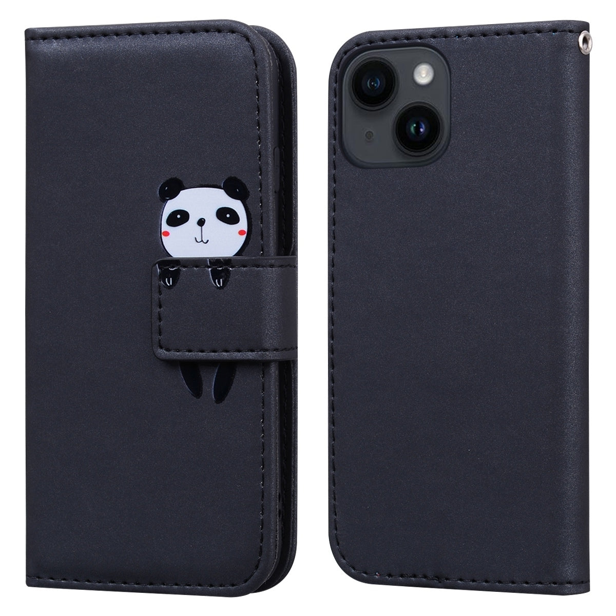 ELECTROPRIME For iPhone 15 Cartoon Buckle Horizontal Flip Leather Phone Case(Black)
