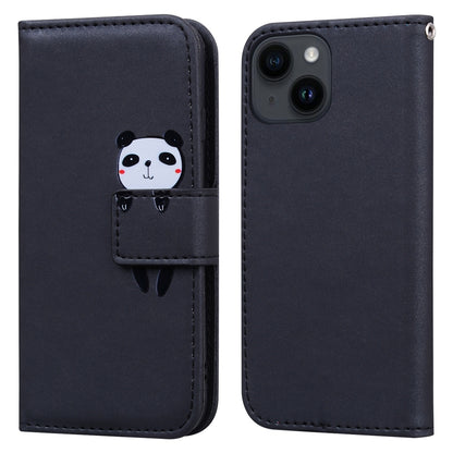 ELECTROPRIME For iPhone 15 Cartoon Buckle Horizontal Flip Leather Phone Case(Black)