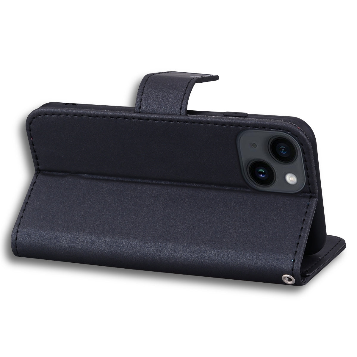 ELECTROPRIME For iPhone 15 Cartoon Buckle Horizontal Flip Leather Phone Case(Black)