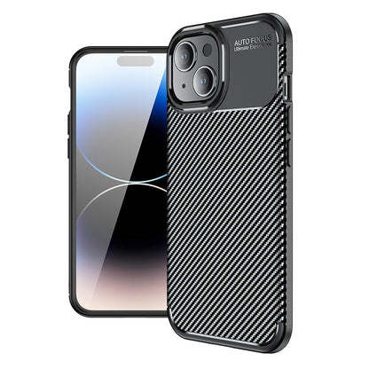 ELECTROPRIME For iPhone 15 Plus Carbon Fiber Texture Shockproof TPU Phone Case(Black)