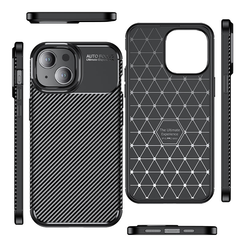 ELECTROPRIME For iPhone 15 Plus Carbon Fiber Texture Shockproof TPU Phone Case(Black)