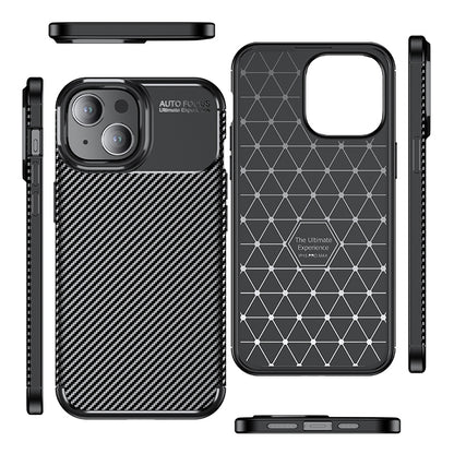 ELECTROPRIME For iPhone 15 Plus Carbon Fiber Texture Shockproof TPU Phone Case(Black)