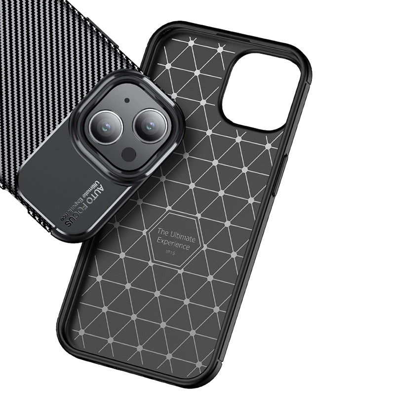 ELECTROPRIME For iPhone 15 Plus Carbon Fiber Texture Shockproof TPU Phone Case(Black)