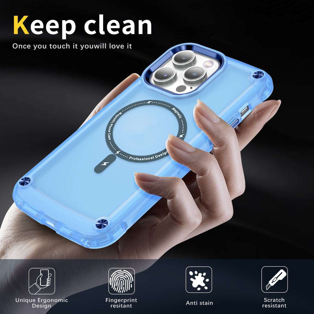ELECTROPRIME For iPhone 15 Skin Feel TPU + PC MagSafe Magnetic Phone Case(Transparent Blue)
