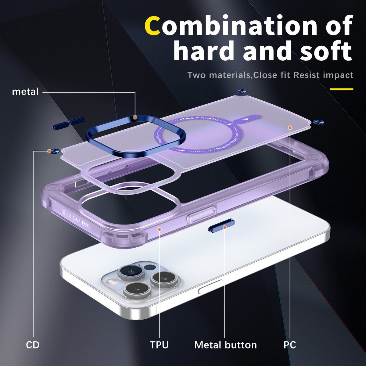ELECTROPRIME For iPhone 15 Skin Feel TPU + PC MagSafe Magnetic Phone Case(Transparent Purple)