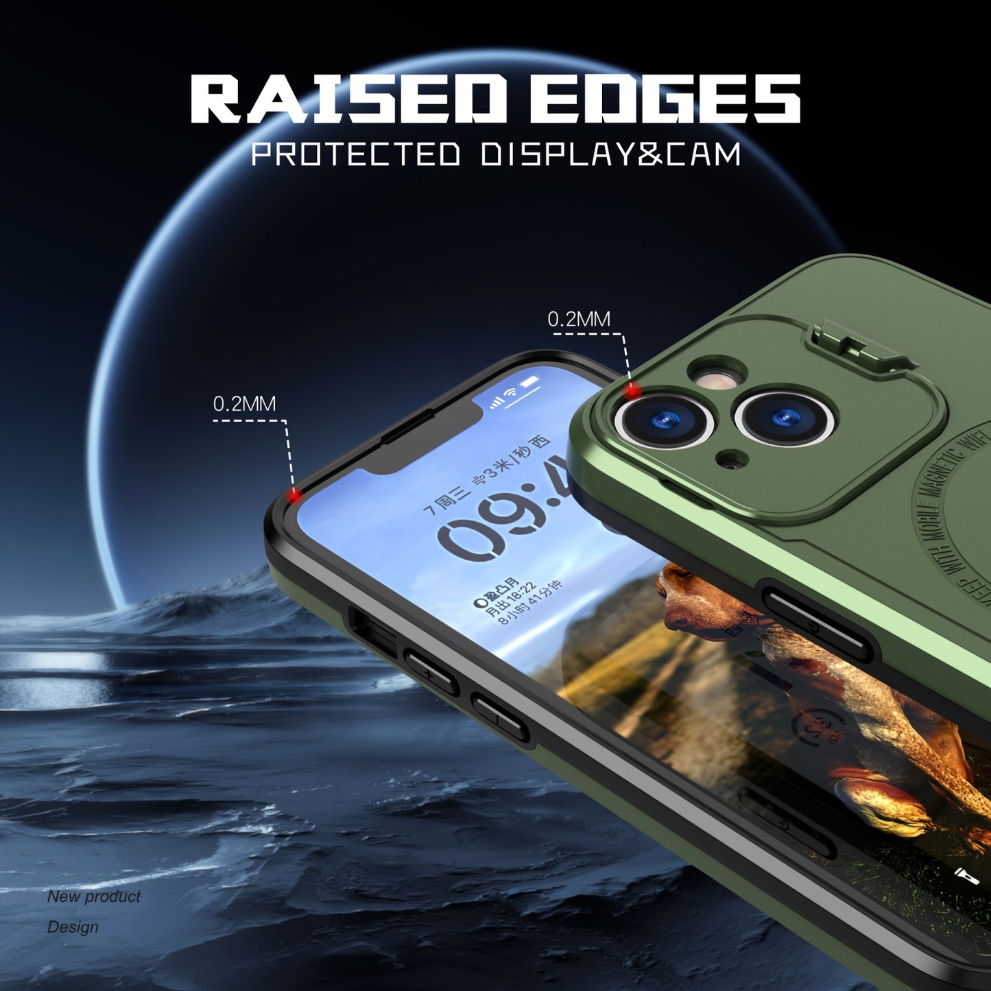 ELECTROPRIME For iPhone 15 MagSafe Magnetic Invisible Camera Holder Phone Case(Green)