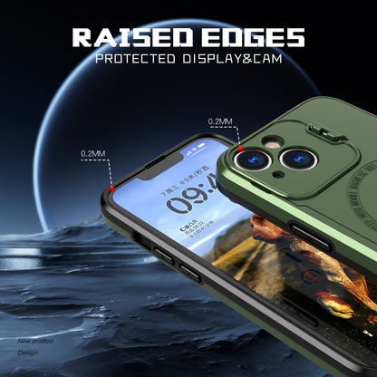 ELECTROPRIME For iPhone 15 MagSafe Magnetic Invisible Camera Holder Phone Case(Green)