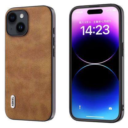 ELECTROPRIME For iPhone 15 ABEEL Retro Litchi Texture PU Phone Case(Brown)