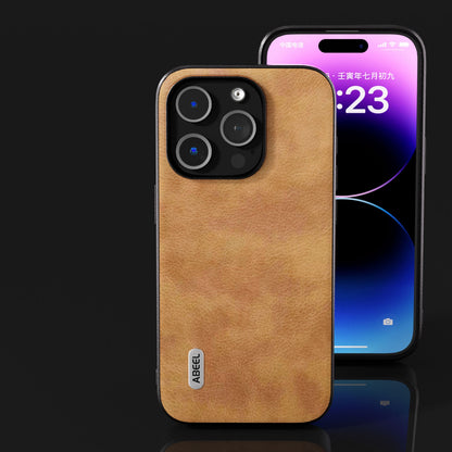 ELECTROPRIME For iPhone 15 ABEEL Retro Litchi Texture PU Phone Case(Brown)