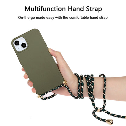 ELECTROPRIME For iPhone 15 Wheat Straw Material + TPU Phone Case with Lanyard(Army Green)