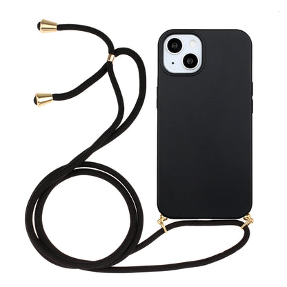 ELECTROPRIME For iPhone 15 Wheat Straw Material + TPU Phone Case with Lanyard(Black)