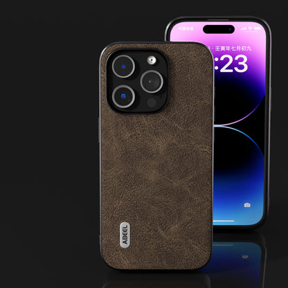 ELECTROPRIME For iPhone 15 ABEEL Dream Litchi Texture PU Phone Case(Khaki)
